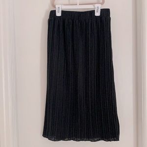 Pleated Black Midi Skirt